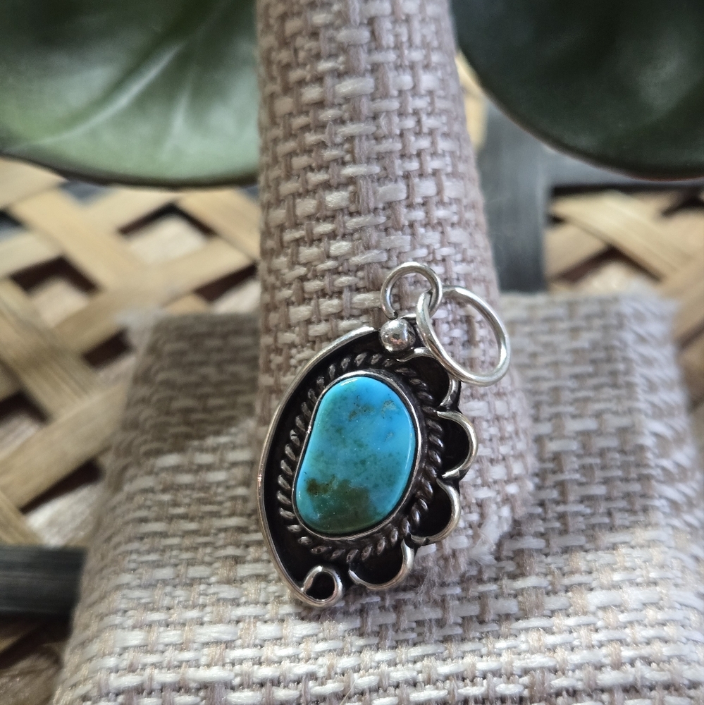 Native American Signed Turquoise Pendant